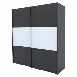 BAUHAUS Express Möbel Schwebetürenschrank Stars B X T X H: 200 X 68 X 216 Cm, Farbe Griff: Graphitfarben, Farbe Front: Graphit/Weiß, Farbe Korpus: Graphit