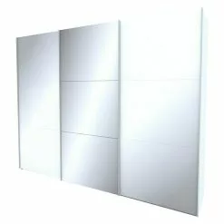 BAUHAUS Express Möbel Schwebetürenschrank Stars B X T X H: 300 X 68 X 236 Cm, Farbe Griff: Aluminiumfarben, Farbe Front: Weißglas/Spiegel, Farbe Korpus: Weiß