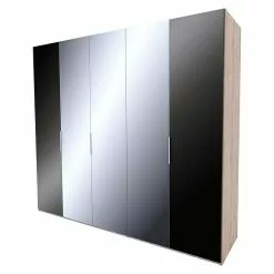 BAUHAUS Express Möbel Drehtürschrank Swift B X T X H: 250 X 58 X 216 Cm, Mit Spiegel, Mit Zubehör, Farbe Front: Basaltglas, Farbe Korpus: Eiche Jackson