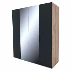 BAUHAUS Express Möbel Drehtürschrank Swift B X T X H: 200 X 58 X 216 Cm, Mit Spiegel, Mit Zubehör, Farbe Front: Basalt, Farbe Korpus: Eiche Jackson