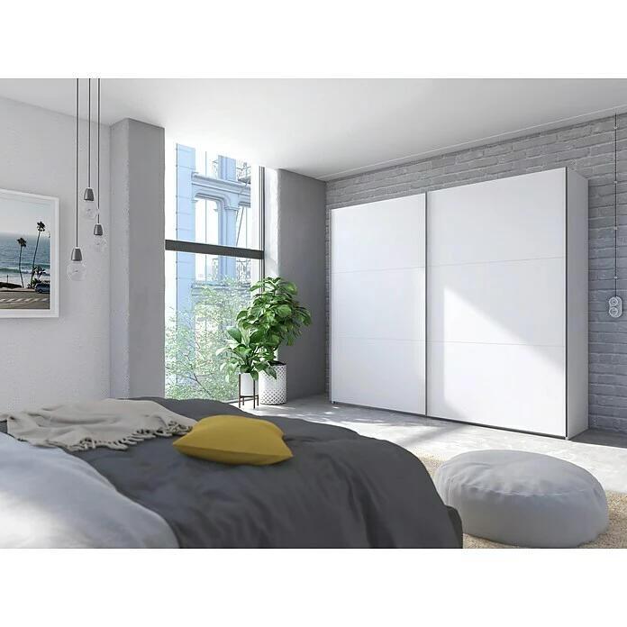 BAUHAUS Express Möbel Schwebetürenschrank Swift B X T X H: 150 X 68 X 216 Cm, Mit Glasfronten, Ohne Zubehör, Farbe Front: Weiß, Farbe Korpus: Weiß 3 BAUHAUS Express Möbel Schwebetürenschrank Swift B X T X H: 150 X 68 X 216 Cm, Mit Glasfronten, Ohne Zubehör, Farbe Front: Weiß, Farbe Korpus: Weiß – Bild 3