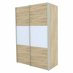 BAUHAUS Express Möbel Schwebetürenschrank Stars B X T X H: 150 X 68 X 216 Cm, Farbe Front: Eiche Sonoma/Weiß, Farbe Korpus: Eiche Sonoma