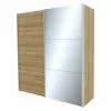 BAUHAUS Express Möbel Schwebetürenschrank Stars B X T X H: 200 X 68 X 216 Cm, Farbe Griff: Aluminiumfarben, Farbe Front: Eiche Riviera/Spiegel, Farbe Korpus: Eiche Riviera