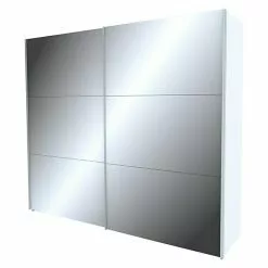 BAUHAUS Express Möbel Schwebetürenschrank Stars B X T X H: 250 X 68 X 236 Cm, Farbe Griff: Aluminiumfarben, Farbe Front: Spiegel, Farbe Korpus: Weiß