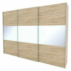 BAUHAUS Express Möbel Schwebetürenschrank Stars B X T X H: 300 X 68 X 216 Cm, Farbe Griff: Aluminiumfarben, Farbe Front: Eiche Sonoma/Weißglas, Farbe Korpus: Eiche Sonoma