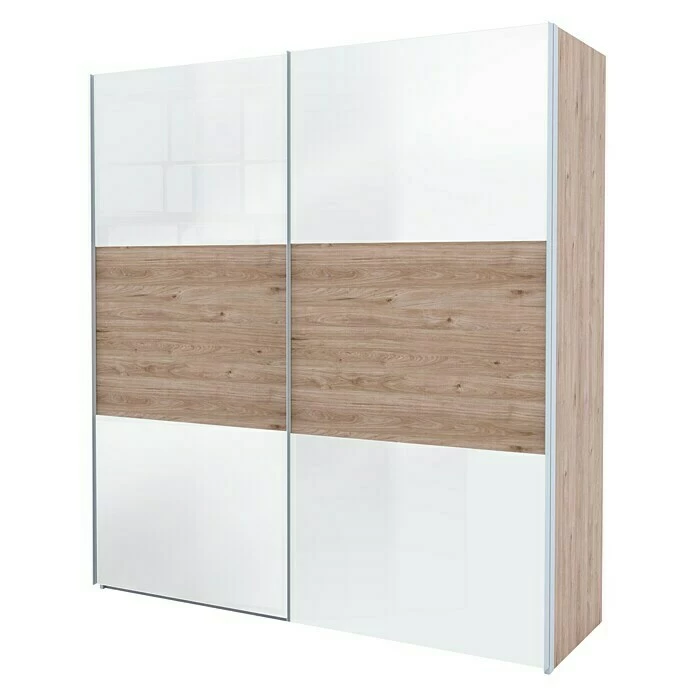 BAUHAUS Express Möbel Schwebetürenschrank Swift B X T X H: 200 X 68 X 216 Cm, Mit Glasfronten, Ohne Zubehör, Farbe Front: Weißglas Außen/Eiche Jackson, Farbe Korpus: Eiche Jackson 1 BAUHAUS Express Möbel Schwebetürenschrank Swift B X T X H: 200 X 68 X 216 Cm, Mit Glasfronten, Ohne Zubehör, Farbe Front: Weißglas Außen/Eiche Jackson, Farbe Korpus: Eiche Jackson