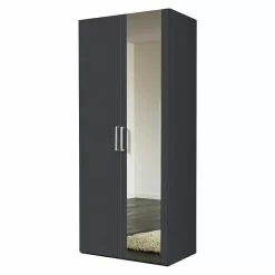 BAUHAUS Express Möbel Drehtürschrank Brooklyn B X T X H: 100 X 58 X 216 Cm, Graphit, Mit Spiegel