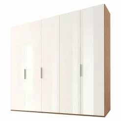 BAUHAUS Express Möbel Drehtürschrank Swift B X T X H: 250 X 58 X 216 Cm, Mit Glasfronten, Ohne Zubehör, Farbe Front: Weiß, Farbe Korpus: Eiche Jackson