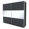 BAUHAUS Express Möbel Schwebetürenschrank Stars B X T X H: 250 X 68 X 216 Cm, Farbe Griff: Alufarben, Farbe Front: Graphit/Weißglas, Farbe Korpus: Graphit