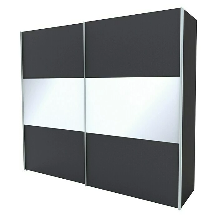 BAUHAUS Express Möbel Schwebetürenschrank Stars B X T X H: 250 X 68 X 216 Cm, Farbe Griff: Alufarben, Farbe Front: Graphit/Weißglas, Farbe Korpus: Graphit 1 BAUHAUS Express Möbel Schwebetürenschrank Stars B X T X H: 250 X 68 X 216 Cm, Farbe Griff: Alufarben, Farbe Front: Graphit/Weißglas, Farbe Korpus: Graphit