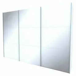 BAUHAUS Express Möbel Schwebetürenschrank Stars B X T X H: 300 X 68 X 216 Cm, Farbe Griff: Aluminiumfarben, Farbe Front: Weißglas, Farbe Korpus: Weiß