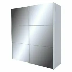 BAUHAUS Express Möbel Schwebetürenschrank Stars B X T X H: 200 X 68 X 236 Cm, Farbe Griff: Aluminiumfarben, Farbe Front: Spiegel, Farbe Korpus: Seidengrau