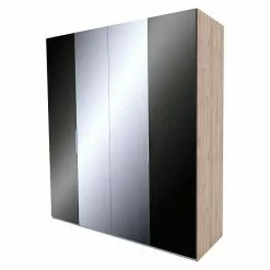 BAUHAUS Express Möbel Drehtürschrank Swift B X T X H: 200 X 58 X 216 Cm, Mit Spiegel, Mit Zubehör, Farbe Front: Basaltglas, Farbe Korpus: Eiche Jackson