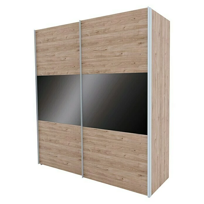 BAUHAUS Express Möbel Schwebetürenschrank Swift B X T X H: 200 X 68 X 216 Cm, Mit Glasfronten, Ohne Zubehör, Farbe Front: Basaltglas Mittig/Eiche Jackson, Farbe Korpus: Eiche Jackson 1 BAUHAUS Express Möbel Schwebetürenschrank Swift B X T X H: 200 X 68 X 216 Cm, Mit Glasfronten, Ohne Zubehör, Farbe Front: Basaltglas Mittig/Eiche Jackson, Farbe Korpus: Eiche Jackson