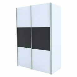 BAUHAUS Express Möbel Schwebetürenschrank Stars B X T X H: 150 X 68 X 216 Cm, Farbe Griff: Aluminiumfarben, Farbe Front: Weiß/Graphit, Farbe Korpus: Weiß