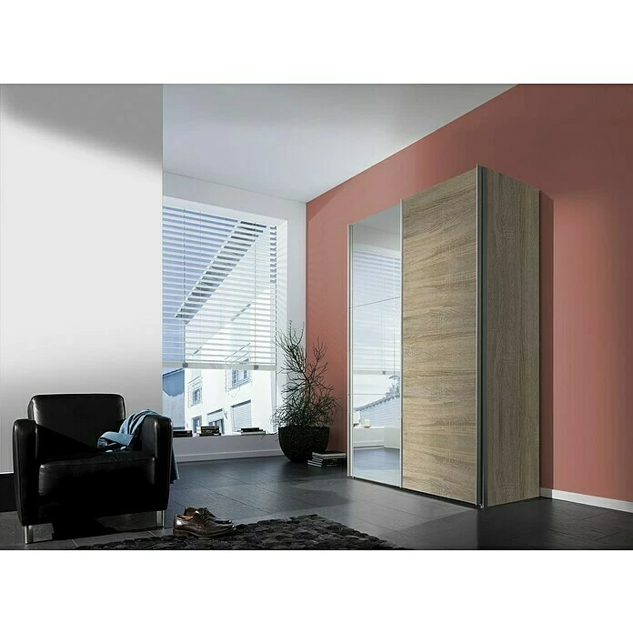 BAUHAUS Express Möbel Schwebetürenschrank Stars B X T X H: 150 X 68 X 216 Cm, Farbe Griff: Aluminiumfarben, Farbe Front: Eiche Sonoma/Spiegel, Farbe Korpus: Eiche Sonoma 3 BAUHAUS Express Möbel Schwebetürenschrank Stars B X T X H: 150 X 68 X 216 Cm, Farbe Griff: Aluminiumfarben, Farbe Front: Eiche Sonoma/Spiegel, Farbe Korpus: Eiche Sonoma – Bild 3