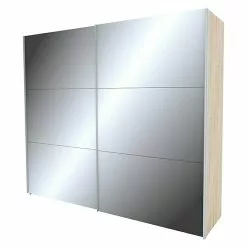 BAUHAUS Express Möbel Schwebetürenschrank Stars B X T X H: 250 X 68 X 216 Cm, Farbe Griff: Aluminiumfarben, Farbe Front: Spiegel, Farbe Korpus: Eiche Sonoma