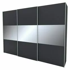 BAUHAUS Express Möbel Schwebetürenschrank Stars B X T X H: 300 X 68 X 216 Cm, Farbe Griff: Alufarben, Farbe Front: Graphit/Grauspiegel Mittig, Farbe Korpus: Graphit