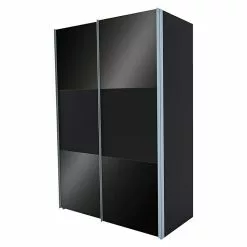BAUHAUS Express Möbel Schwebetürenschrank Swift B X T X H: 150 X 68 X 216 Cm, Mit Glasfronten, Mit Zubehör, Farbe Front: Basaltglas Außen/Basalt, Farbe Korpus: Basalt