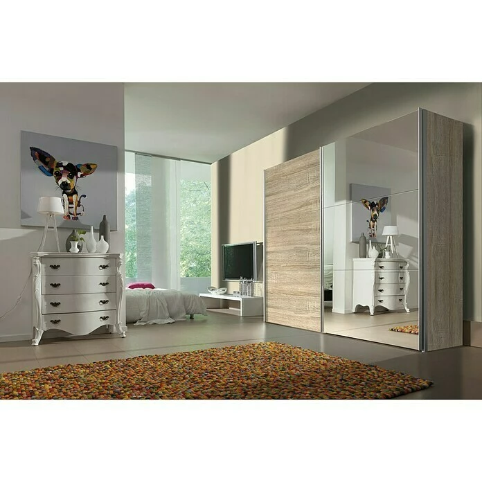 BAUHAUS Express Möbel Schwebetürenschrank Stars B X T X H: 250 X 68 X 236 Cm, Farbe Griff: Aluminiumfarben, Farbe Front: Spiegel, Farbe Korpus: Eiche Sonoma 3 BAUHAUS Express Möbel Schwebetürenschrank Stars B X T X H: 250 X 68 X 236 Cm, Farbe Griff: Aluminiumfarben, Farbe Front: Spiegel, Farbe Korpus: Eiche Sonoma – Bild 3