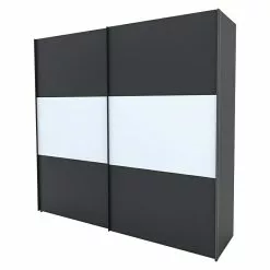 BAUHAUS Express Möbel Schwebetürenschrank Stars B X T X H: 250 X 68 X 236 Cm, Farbe Griff: Graphitfarben, Farbe Front: Graphit/Weiß, Farbe Korpus: Graphit