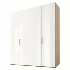BAUHAUS Express Möbel Drehtürschrank Swift B X T X H: 200 X 58 X 216 Cm, Mit Glasfronten, Mit Zubehör, Farbe Front: Weiß, Farbe Korpus: Eiche Jackson