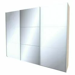 BAUHAUS Express Möbel Schwebetürenschrank Stars B X T X H: 300 X 68 X 236 Cm, Farbe Griff: Aluminiumfarben, Farbe Front: Weißglas/Spiegel, Farbe Korpus: Eiche Sonoma