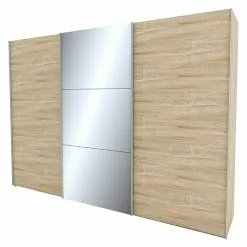 BAUHAUS Express Möbel Schwebetürenschrank Stars B X T X H: 300 X 68 X 216 Cm, Farbe Griff: Aluminiumfarben, Farbe Front: Eiche Sonoma/Spiegel, Farbe Korpus: Eiche Sonoma
