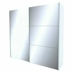 BAUHAUS Express Möbel Schwebetürenschrank Stars B X T X H: 250 X 68 X 236 Cm, Farbe Griff: Aluminiumfarben, Farbe Front: Weißglas/Spiegel, Farbe Korpus: Weiß