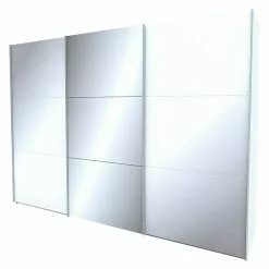 BAUHAUS Express Möbel Schwebetürenschrank Stars B X T X H: 300 X 68 X 216 Cm, Farbe Griff: Aluminiumfarben, Farbe Front: Weißglas/Spiegel, Farbe Korpus: Weiß