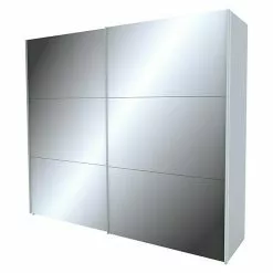 BAUHAUS Express Möbel Schwebetürenschrank Stars B X T X H: 250 X 68 X 236 Cm, Farbe Griff: Aluminiumfarben, Farbe Front: Spiegel, Farbe Korpus: Seidengrau