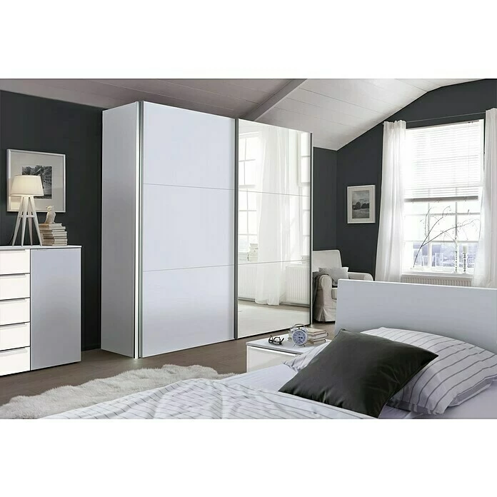 BAUHAUS Express Möbel Schwebetürenschrank Stars B X T X H: 250 X 68 X 236 Cm, Farbe Griff: Aluminiumfarben, Farbe Front: Spiegel, Farbe Korpus: Seidengrau 3 BAUHAUS Express Möbel Schwebetürenschrank Stars B X T X H: 250 X 68 X 236 Cm, Farbe Griff: Aluminiumfarben, Farbe Front: Spiegel, Farbe Korpus: Seidengrau – Bild 3