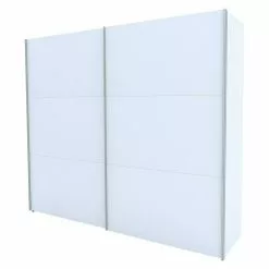 BAUHAUS Express Möbel Schwebetürenschrank Stars B X T X H: 250 X 68 X 216 Cm, Farbe Griff: Aluminiumfarben, Farbe Front: Weiß, Farbe Korpus: Weiß