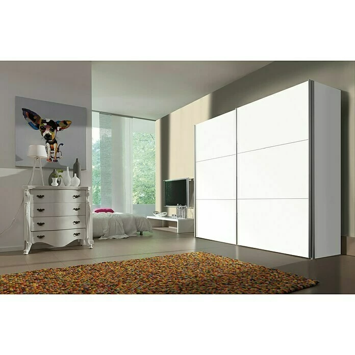 BAUHAUS Express Möbel Schwebetürenschrank Stars B X T X H: 250 X 68 X 236 Cm, Farbe Griff: Aluminiumfarben, Farbe Front: Weiß/Grauspiegel, Farbe Korpus: Weiß 3 BAUHAUS Express Möbel Schwebetürenschrank Stars B X T X H: 250 X 68 X 236 Cm, Farbe Griff: Aluminiumfarben, Farbe Front: Weiß/Grauspiegel, Farbe Korpus: Weiß – Bild 3