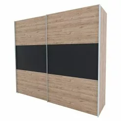 BAUHAUS Express Möbel Schwebetürenschrank Swift B X T X H: 150 X 68 X 216 Cm, Ohne Spiegel, Mit Zubehör, Farbe Front: Basalt Mittig/Eiche Jackson, Farbe Korpus: Eiche Jackson