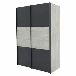 BAUHAUS Express Möbel Schwebetürenschrank Stars B X T X H: 150 X 68 X 216 Cm, Farbe Griff: Graphitfarben, Farbe Front: Graphit/Platin Eiche, Farbe Korpus: Platin Eiche