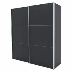 BAUHAUS Express Möbel Schwebetürenschrank Stars B X T X H: 200 X 68 X 216 Cm, Farbe Griff: Aluminiumfarben, Farbe Front: Graphit, Farbe Korpus: Graphit