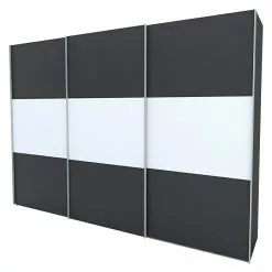 BAUHAUS Express Möbel Schwebetürenschrank Stars B X T X H: 300 X 68 X 216 Cm, Farbe Griff: Alufarben, Farbe Front: Graphit/Weiß, Farbe Korpus: Graphit