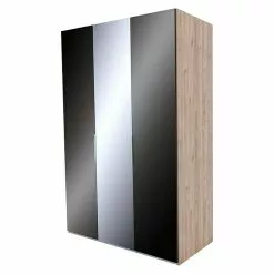 BAUHAUS Express Möbel Drehtürschrank Swift B X T X H: 150 X 58 X 216 Cm, Mit Spiegel, Ohne Zubehör, Farbe Front: Basaltglas, Farbe Korpus: Eiche Jackson