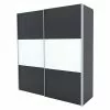 BAUHAUS Express Möbel Schwebetürenschrank Stars B X T X H: 200 X 68 X 216 Cm, Farbe Griff: Alufarben, Farbe Front: Graphit/Weiß, Farbe Korpus: Graphit