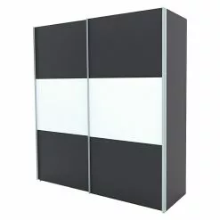 BAUHAUS Express Möbel Schwebetürenschrank Stars B X T X H: 200 X 68 X 216 Cm, Farbe Griff: Alufarben, Farbe Front: Graphit/Weiß, Farbe Korpus: Graphit