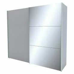 BAUHAUS Express Möbel Schwebetürenschrank Stars B X T X H: 250 X 68 X 236 Cm, Farbe Griff: Aluminiumfarben, Farbe Front: Seidengrau/Spiegel, Farbe Korpus: Seidengrau