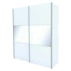 BAUHAUS Express Möbel Schwebetürenschrank Stars B X T X H: 200 X 68 X 236 Cm, Farbe Griff: Aluminiumfarben, Farbe Front: Weiß/Weißglas, Farbe Korpus: Weiß