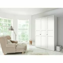 BAUHAUS Express Möbel Drehtürschrank Brooklyn Landhaus B X T X H: 150 X 58 X 216 Cm, Weiß, Ohne Spiegel