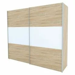 BAUHAUS Express Möbel Schwebetürenschrank Stars B X T X H: 250 X 68 X 216 Cm, Farbe Front: Eiche Sonoma/Weiß, Farbe Korpus: Eiche Sonoma