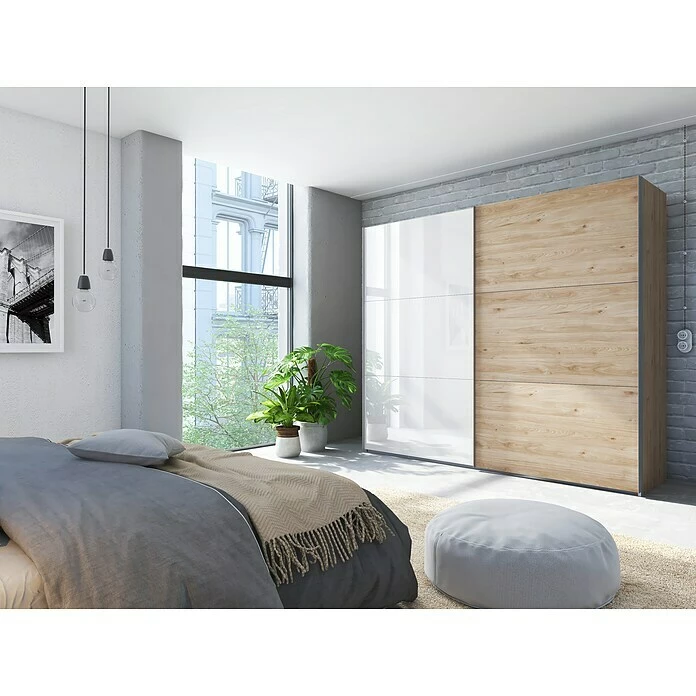 BAUHAUS Express Möbel Schwebetürenschrank Swift B X T X H: 250 X 68 X 216 Cm, Mit Glasfronten, Mit Zubehör, Farbe Front: Basaltglas/Basalt, Farbe Korpus: Basalt 5 BAUHAUS Express Möbel Schwebetürenschrank Swift B X T X H: 250 X 68 X 216 Cm, Mit Glasfronten, Mit Zubehör, Farbe Front: Basaltglas/Basalt, Farbe Korpus: Basalt – Bild 5