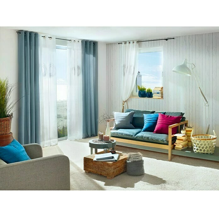 BAUHAUS Elbersdrucke Ösenschal Selma 140 X 255 Cm, 100 % Polyester, Offwhite 2 BAUHAUS Elbersdrucke Ösenschal Selma 140 X 255 Cm, 100 % Polyester, Offwhite – Bild 2