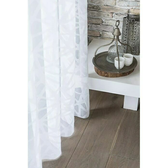 BAUHAUS Rasch Home Ösenschal Zig Zag 140 X 255 Cm, 100 % Polyester, Offwhite 3 BAUHAUS Rasch Home Ösenschal Zig Zag 140 X 255 Cm, 100 % Polyester, Offwhite – Bild 3