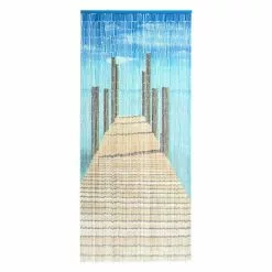 BAUHAUS Conacord Perlenvorhang Bridge Blau/Beige/Weiß, 90 X 200 Cm, Bambusstäbchen