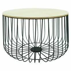 BAUHAUS Beistelltisch Ø X H: 53 X 33 Cm, Natur/Schwarz, Metall